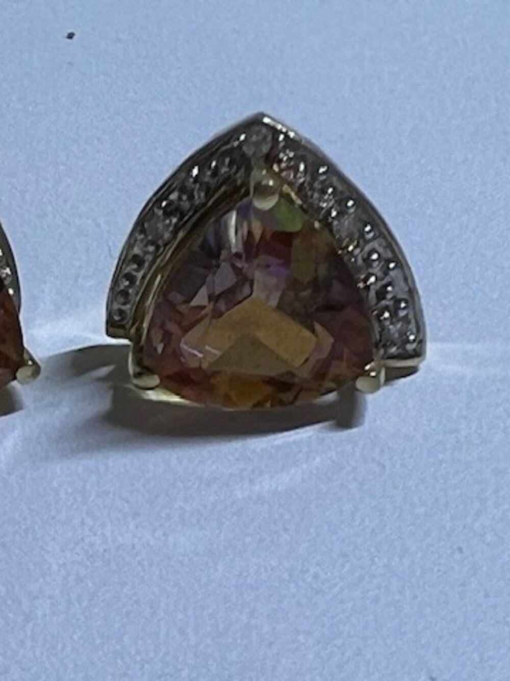 Golden Gem Stone Trillium Cut Earrings in 14K Gold - Picture 2 of 5